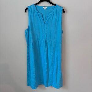J. Jill aqua  Blue Linen dress w pockets